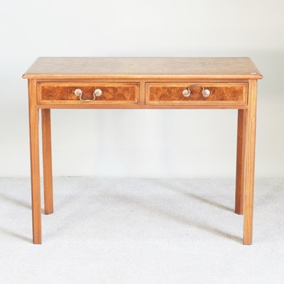 Lot 253 - A hand made walnut and yew crossbanded side...