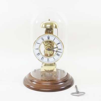 Lot 392 - A modern German brass skeleton clock, under a...