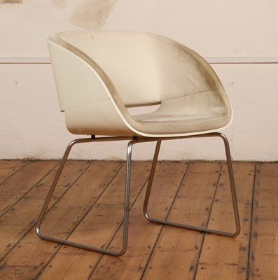 Lot 449 - A Heals chair, having beige upholstery on...