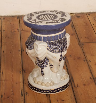 Lot 499 - A blue and white glazed garden stool, in the...