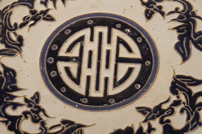 Lot 499 - A blue and white glazed garden stool, in the...