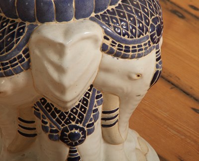 Lot 499 - A blue and white glazed garden stool, in the...