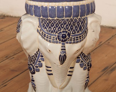 Lot 499 - A blue and white glazed garden stool, in the...