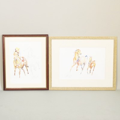 Lot 468 - Jacquie Jones, b1961, horse and jockey, signed...