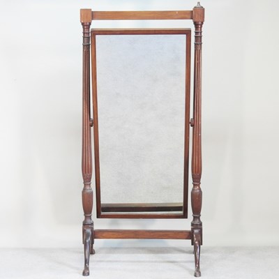 Lot 22 - A 19th century mahogany cheval mirror, with...
