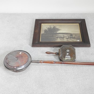 Lot 553 - A Victorian warming pan, together with another...