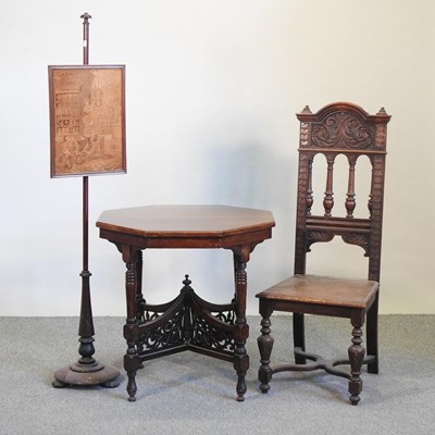 Lot 604 - A 19th century oak high back chair