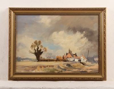Lot 345 - English School, farmhouse in Norfolk landscape,...