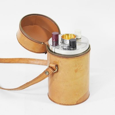 Lot 128 - A leather travelling liqueur set, fitted with...