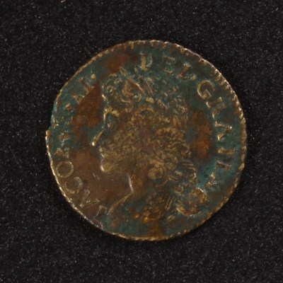 Lot 347 - A February 1689 James II 'gun money' brass six...