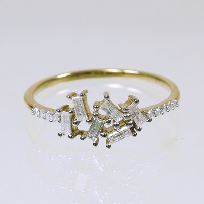 Lot 163 - A modern 9 carat gold diamond baguette cluster...