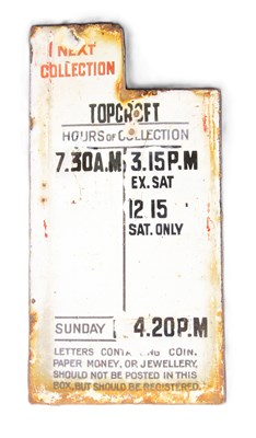 Lot 282 - An enamel 'Next Collection' postbox sign for...