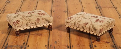 Lot 809 - A pair of Edwardian upholstered footstools, on...