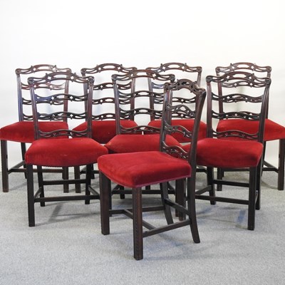 Lot 610 - A set of eight 19th century mahogany ladder back dining chairs