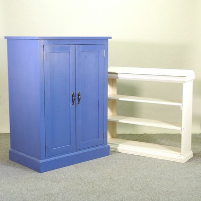 Lot 411 - A blue painted pine cupboard