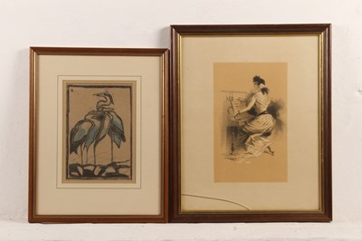 Lot 746 - Japanese School, a group of cranes, woodblock,...