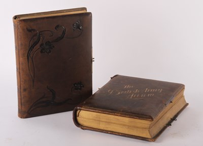 Lot 592 - Two photograph albums, Edwardian or Victorian,...