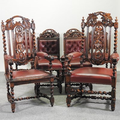 Lot 636 - A set of eight 19th century heavily carved oak dining chairs