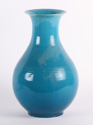 Lot 343 - A Chinese blue glazed vase, of baluster form