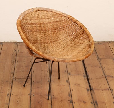 Lot 630 - A mid century wicker and metal satellite chair