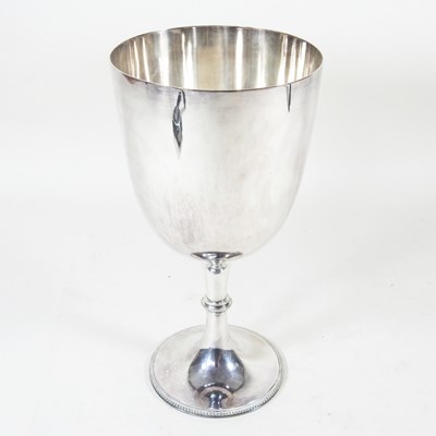 Lot 121 - A large silver plated trophy cup, engraved...
