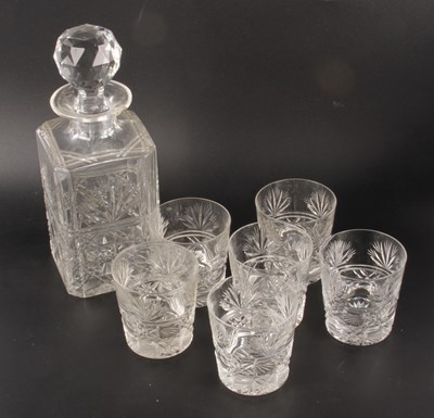 Lot 729 - A cut glass decanter and a set of six glasses