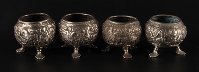Lot 86 - A set of four white metal Indian or Persian...
