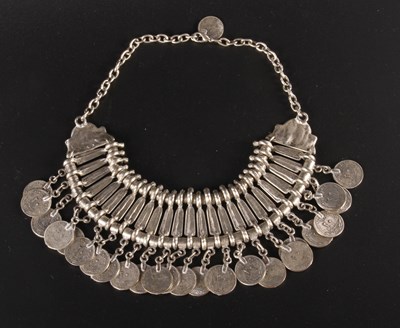 Lot 297 - An Ottoman white metal coin necklace, probably...