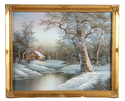 Lot 801 - Irene Cafieri (20th century), winter woodland...