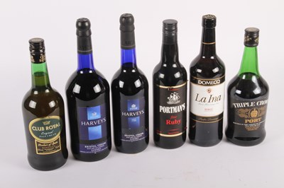 Lot 407 - Six mixed bottles of port and sherry