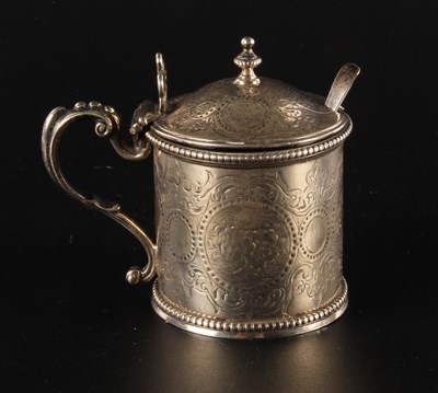 Lot 103 - A Victorian silver mustard pot, of drum shape,...