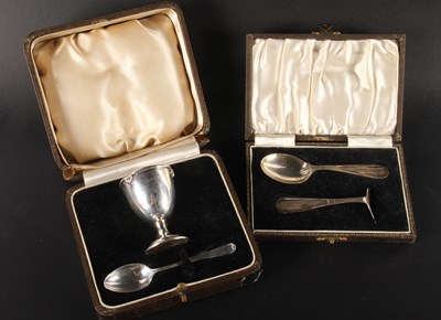 Lot 129 - A George VI silver egg cup and spoon,...