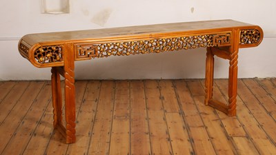 Lot 371 - A Chinese elm and gilt decorated long altar table