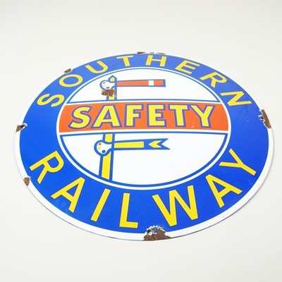 Lot 498 - An enamel circular railway sign, modern, 36cm...