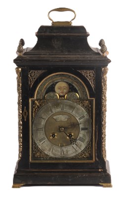 Lot 24 - An 18th century bracket clock, the silvered...