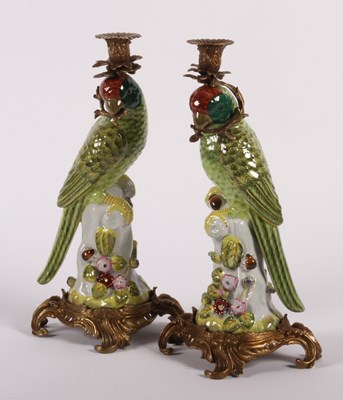 Lot 258 - A pair of continental porcelain and gilt metal...