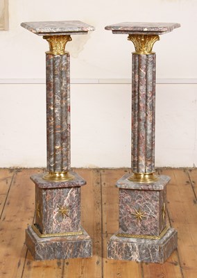 Lot 356 - A pair of grey marble and gilt metal mounted...