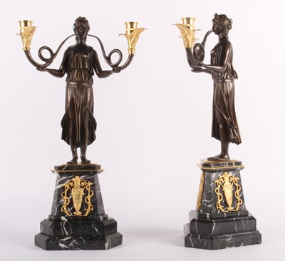 Lot 136 - A pair of Empire style bronze figural table...