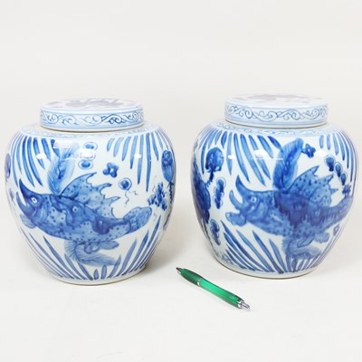 Lot 431 - A pair of Chinese blue and white porcelain...
