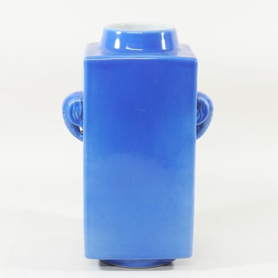 Lot 454 - A Chinese blue glazed pottery vase, 29cm high