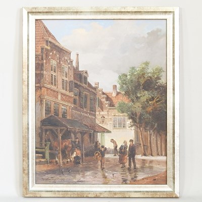 Lot 404 - Willem Heijkoop, b1942, Dutch townscape with...