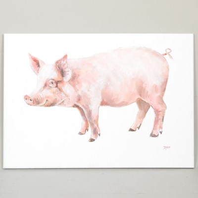 Lot 271 - John Ryan, contemporary, pig, signed, oil on...