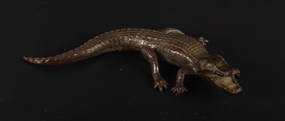 Lot 110 - A bronze model of a crocodile