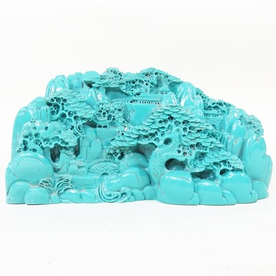 Lot 444 - A Chinese carving, decorated with trees and...