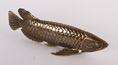 Lot 631 - A Chinese or Japanese bronze model of a fish