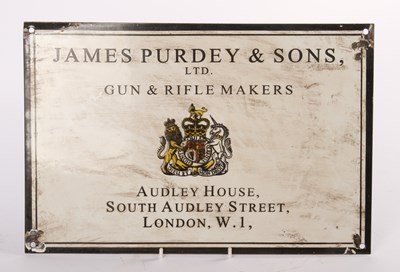 Lot 588 - A rectangular enamel sign, inscribed Purdey...