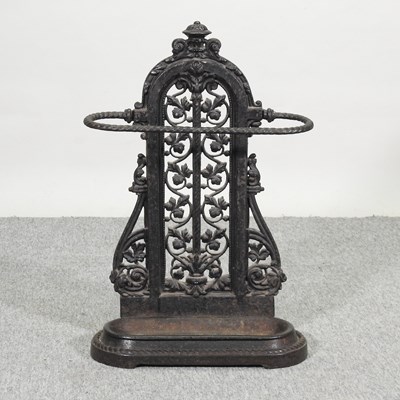 Lot 421 - A Victorian black painted cast iron stick stand