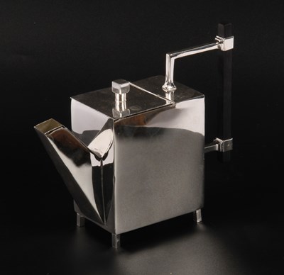 Lot 346 - After Christopher Dresser, a plated metal teapot