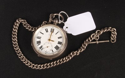 Lot 446 - A silver cased open face pocket watch, the...