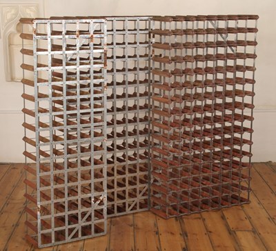 Lot 546 - A set of three wooden wall-mounted open wine...
